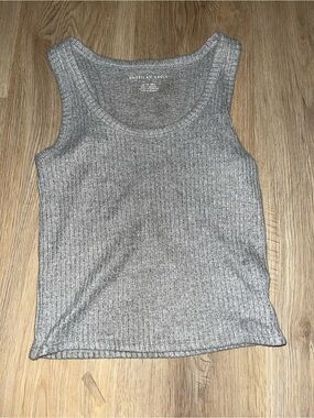 American Eagle Outfitters Gray Cropped Ribbed Tank Top